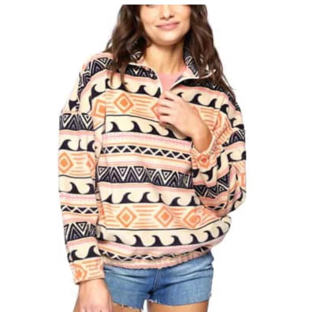 NWT O'Neill Aztec Fleece Half Zip Pullover Super Soft Polar Hoodie Medium